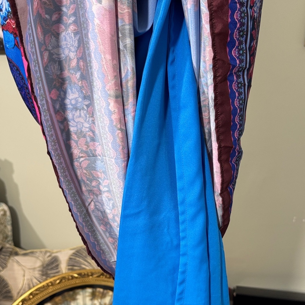 NWT Boston Proper Embellished Blue w/Pink Floral Maxi Dress w/Belt Camilla Vibe - Picture 12 of 16